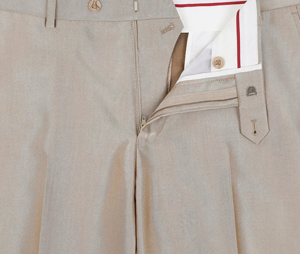Beige Regular Fit Sharkskin Italian Styled 2 Piece Suit
