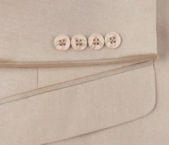 Beige Regular Fit Sharkskin Italian Styled 2 Piece Suit