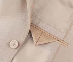 Beige Slim Fit Sharkskin Italian Styled 2 Piece Suit