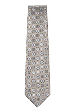 Beige Geometric Medallion Pattern Tie