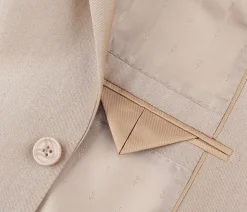 Beige Regular Fit Sharkskin Italian Styled 2 Piece Suit