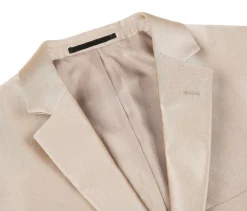 Beige Slim Fit Sharkskin Italian Styled 2 Piece Suit