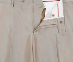 Beige Slim Fit Sharkskin Italian Styled 2 Piece Suit