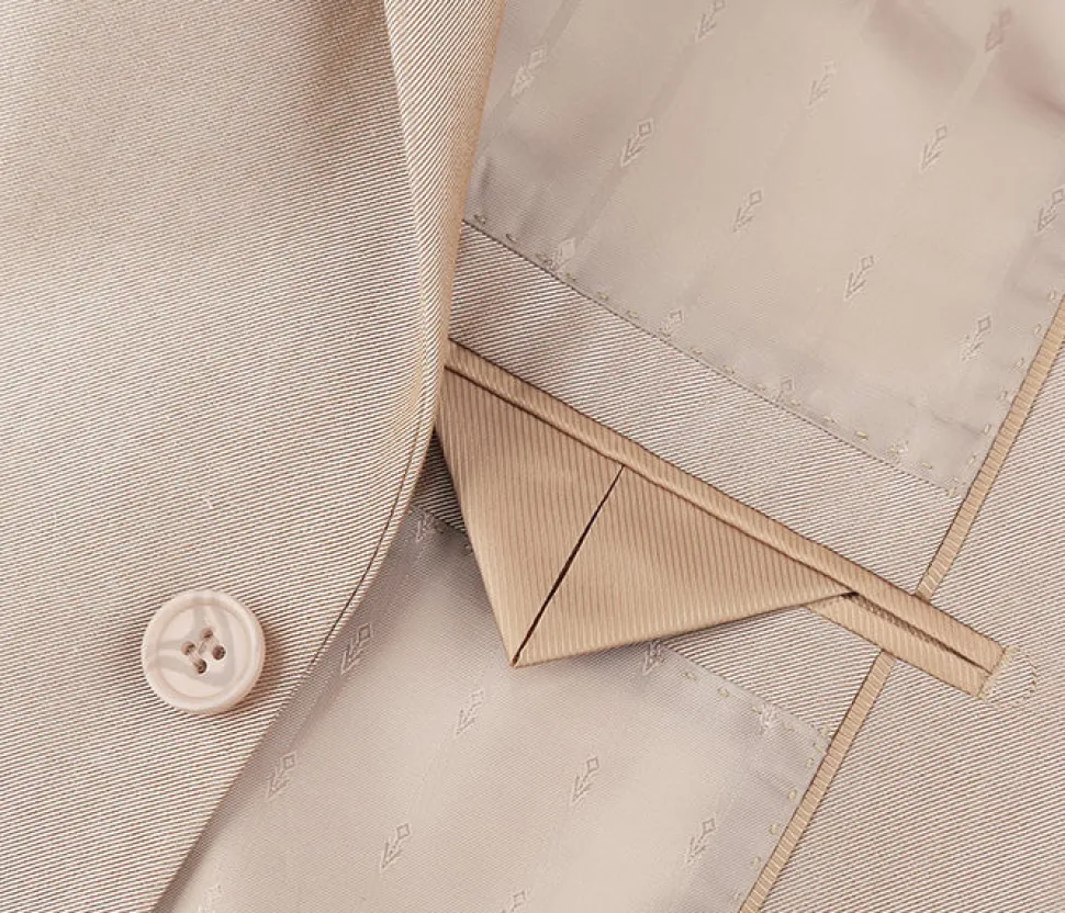 Beige Slim Fit Sharkskin Italian Styled 2 Piece Suit