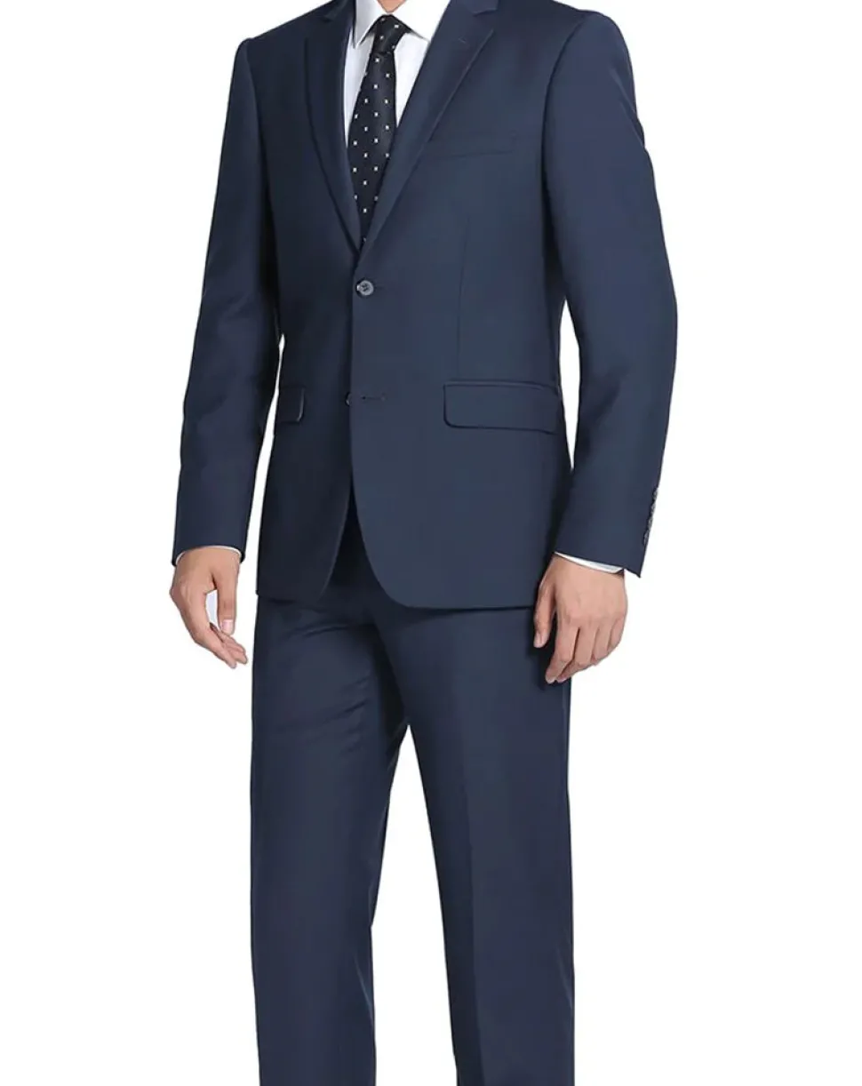 Bevagna Collection - Blue 100% Virgin Wool Regular Fit Pick Stitched 2 Piece Suit