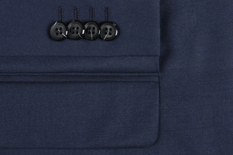 Bevagna Collection - Blue 100% Virgin Wool Regular Fit Pick Stitched 2 Piece Suit