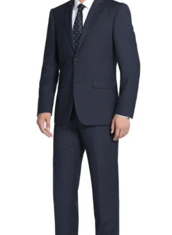Bevagna Collection - Navy 100% Virgin Wool Regular Fit Pick Stitched 2 Piece Suit