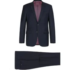 Bevagna Collection - Navy 100% Virgin Wool Regular Fit Pick Stitched 2 Piece Suit