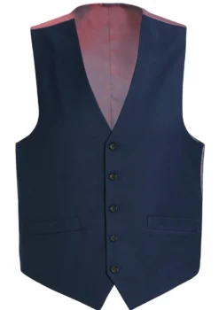 Bevagna Collection - Wool Suit Dress Vest 5 Buttons Regular Fit In Blue