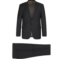 Bevagna Collection - Black 100% Virgin Wool Regular Fit Pick Stitched 2 Piece Suit