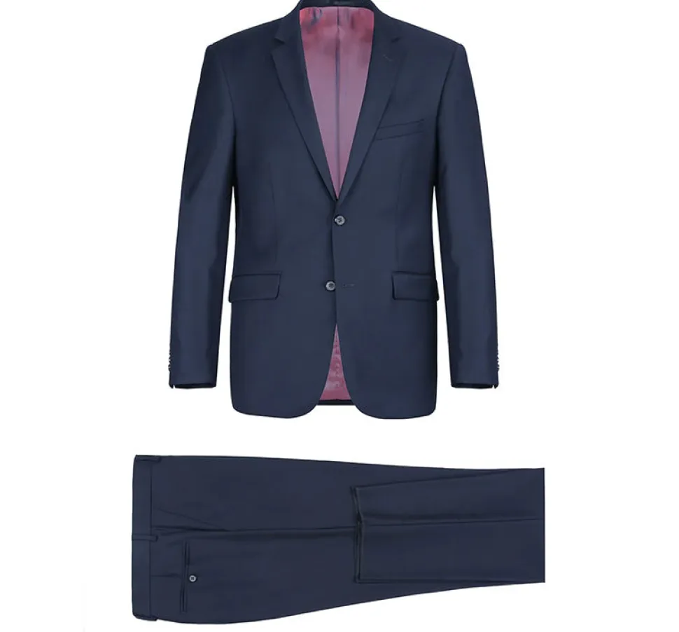 Bevagna Collection - Blue 100% Virgin Wool Regular Fit Pick Stitched 2 Piece Suit