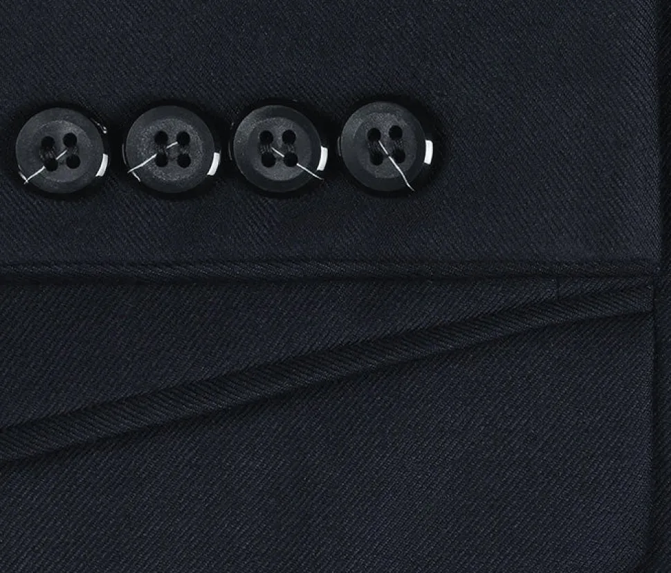 Bevagna Collection - Navy 100% Virgin Wool Regular Fit Pick Stitched 2 Piece Suit