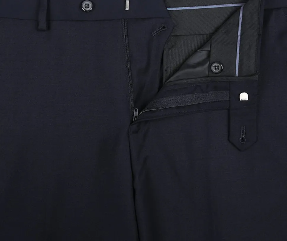 Bevagna Collection - Navy 100% Virgin Wool Regular Fit Pick Stitched 2 Piece Suit