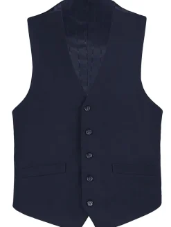Bevagna Collection - Wool Suit Dress Vest 5 Buttons Regular Fit In Navy