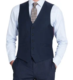 Bevagna Collection - Wool Suit Dress Vest 5 Buttons Regular Fit In Blue