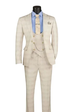 Birch Slim Fit 3 Piece 1 Button Windowpane Suit