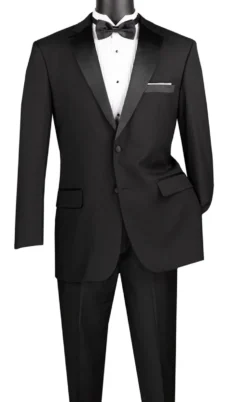 Black 2 Piece Regular Fit Satin Lapel Tuxedo