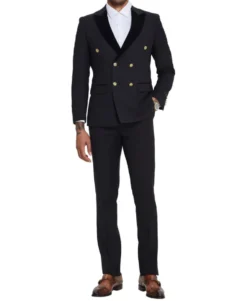 Black 2 Piece Slim Fit Double Breasted Tuxedo