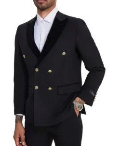 Black 2 Piece Slim Fit Double Breasted Tuxedo