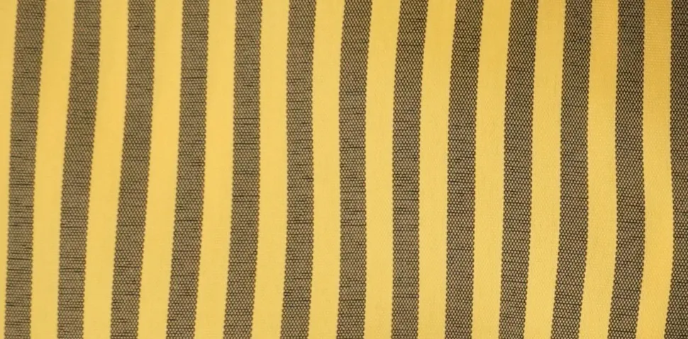 Black and Mustard Striped French Cuff Dress Shirt Set with Tie, Cuff Links and Pocket Square