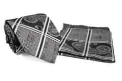 Black Gray Multi Pattern Tie and Pocket Square Set