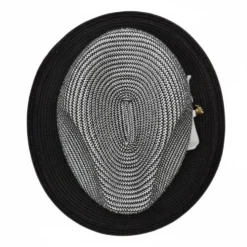 Black Men's Two-Tone Braided Pinch Fedora with Grosgrain Ribbon
