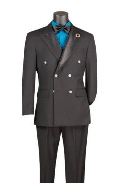 Black Modern Fit Double-Breasted Tuxedo Blazer