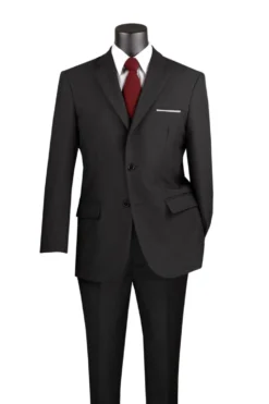 Black Regular Fit Men's 2 Piece Business Suit 2 Button