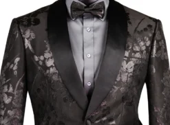Black Slim Fit Fashion Jacket Shawl Lapel