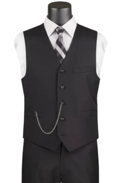 Black Slim Fit Vest Single Breasted 5 Button Design