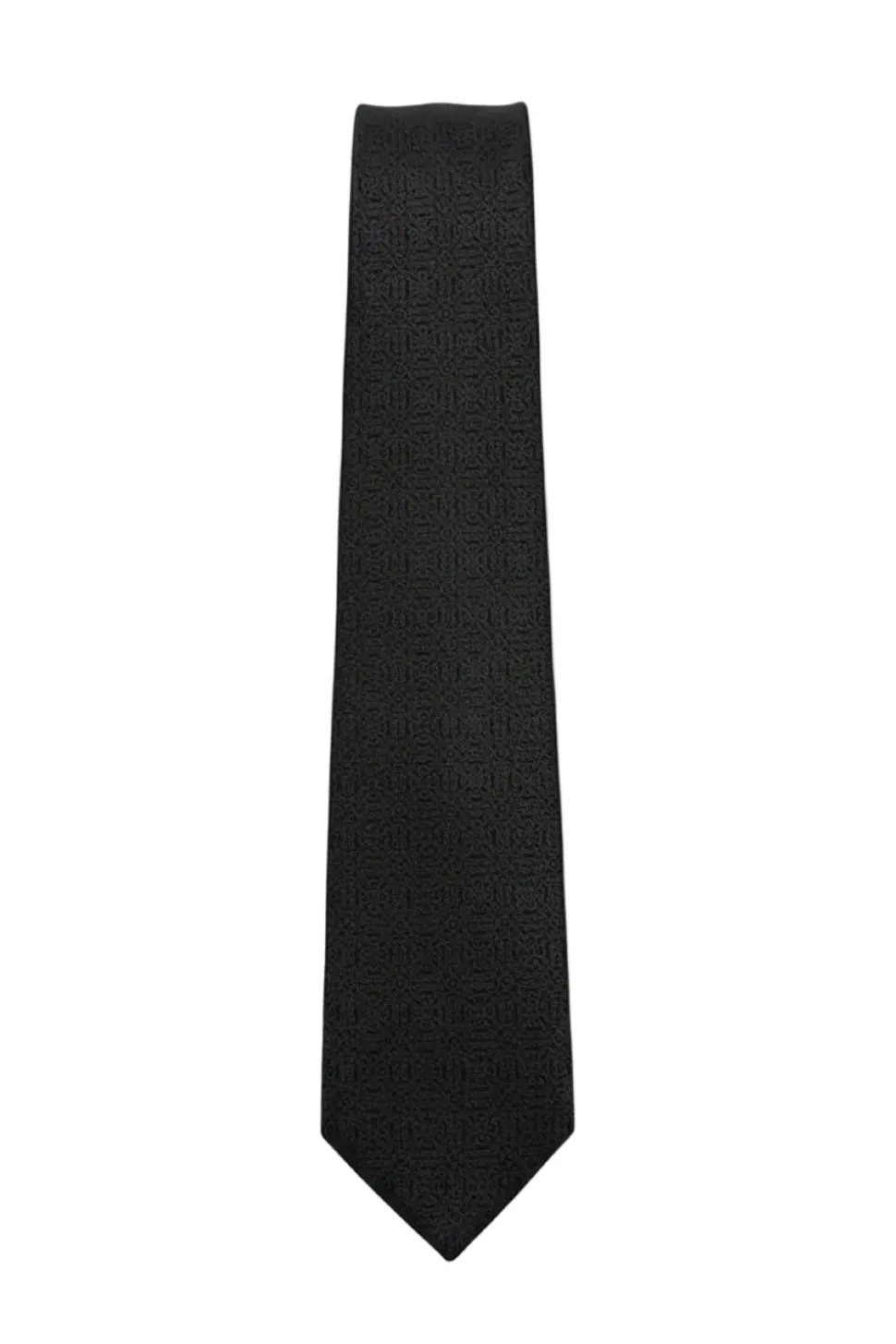 Black Textured Jacquard Pattern Tie