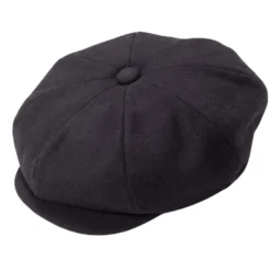 Black Wool Felt Newsboy Cap