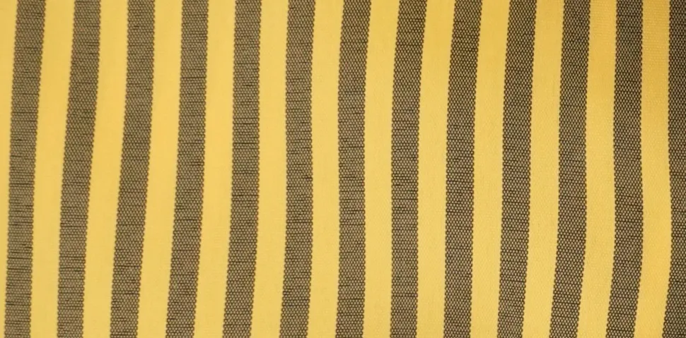 Black and Mustard Striped French Cuff Dress Shirt Set with Tie, Cuff Links and Pocket Square