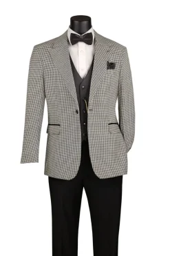 Black Houndstooth 3 Piece Modern Fit Tuxedo