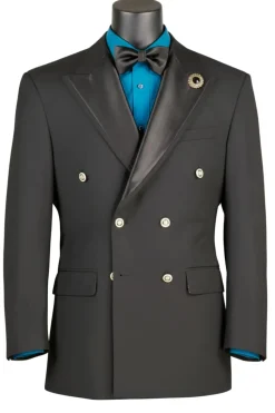 Black Modern Fit Double-Breasted Tuxedo Blazer