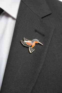 Black/Orange Hummingbird Lapel Pin