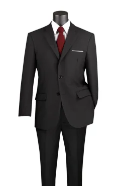 Black Regular Fit Men's 2 Piece Business Suit 2 Button