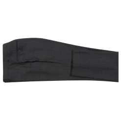 Black Regular Fit Wool Blend Windowpane 2 Piece Suit
