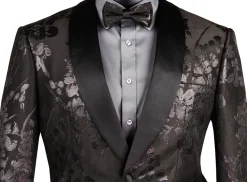 Black Slim Fit Fashion Jacket Shawl Lapel