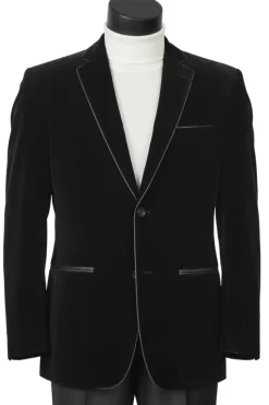 Black Slim Fit Velvet Sport Coat Single Breasted 2 buttons