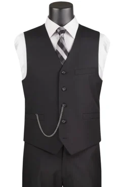 Black Slim Fit Vest Single Breasted 5 Button Design