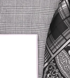 Black Windowpane Dress Shirt Set with Tie and Handkerchief