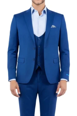 Blue 3 Piece Hybrid Fit Peak Lapel Suit