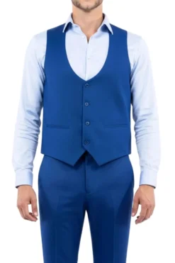 Blue 3 Piece Hybrid Fit Peak Lapel Suit