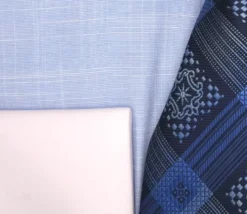 Blue Dress Shirt Set with Tie and Handkerchief