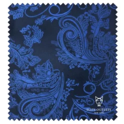 Blue Modern Fit Velvet Jacket Metallic Design