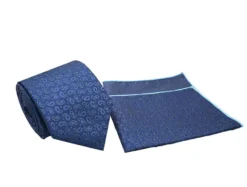 Blue Paisley Design Men's Tie and Pocket Square Set