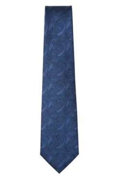 Blue Paisley Pattern Textured Tie