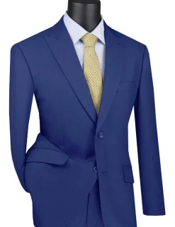 Blue Modern Fit 2 Piece Suit Textured Solid with Peak Lapel