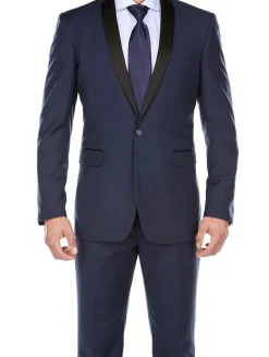 Blue 2 Piece Tuxedo Shawl Lapel Slim Fit